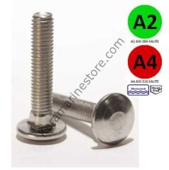 8 mm Paslanmaz Yuvarlak Baş Civata (Kasa civatası) Çeşitleri