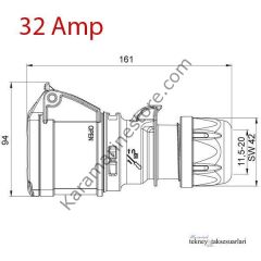IP44 16 Amp. 32 Amp. Sahil Besleme Uzatma Prizi