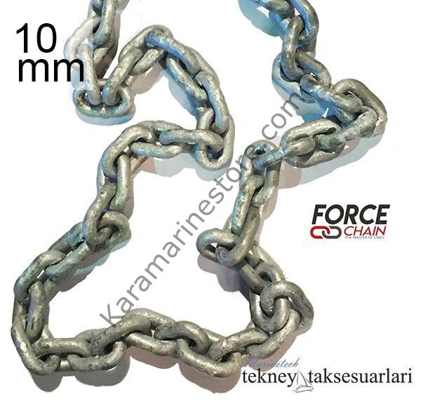 M10, 1 Metre Kalibre Zincir Galvaniz, DIN766, Tekne Irgat zinciri
