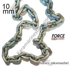 M10, 1 Metre Kalibre Zincir Galvaniz, DIN766, Tekne Irgat zinciri