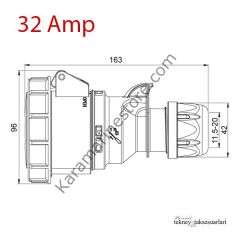 IP67 16 Amp. 32 Amp. Sahil Besleme Uzatma Prizi