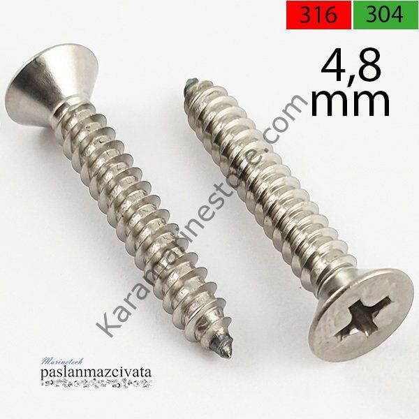 4,8mm Paslanmaz YHB Saç Vidası Çeşitleri DIN7982
