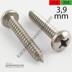 3,9mm Paslanmaz YSB Saç Vidası Çeşitleri DIN7981