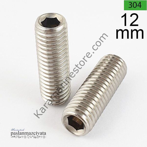 12mm Paslanmaz Setskur Çeşitleri, (Kafasız alyan) DIN916