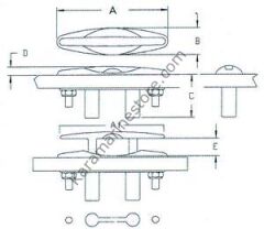 Paslanmaz Gömme Koç boynuzu 134mm