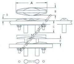 Paslanmaz Gömme Koç boynuzu 134mm