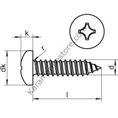 4,8mm Paslanmaz YSB Saç Vidası Çeşitleri DIN7981
