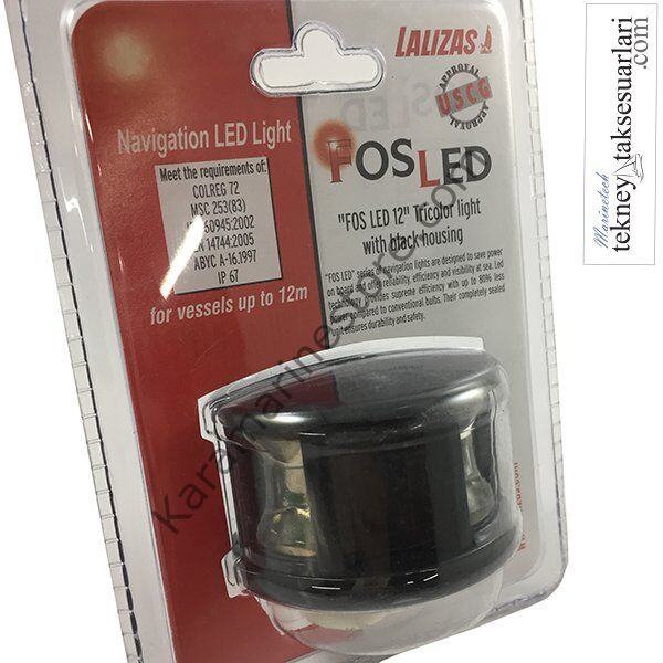 12m, İskele sancak pupa, 3'lü Seyir feneri, LED, Siyah