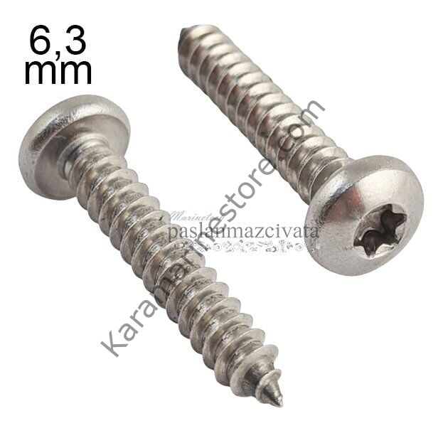 6,3mm Paslanmaz Torx SB Saç Vidası Çeşitleri