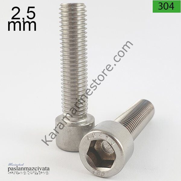 M2,5 Paslanmaz İmbus Civata Çeşitleri DIN912