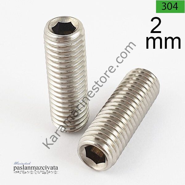 2mm Paslanmaz Setskur Çeşitleri, (Kafasız alyan) DIN916