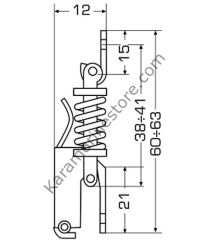 60-63 X 15 mm, Paslanmaz Mandallı Kilit, Yaylı