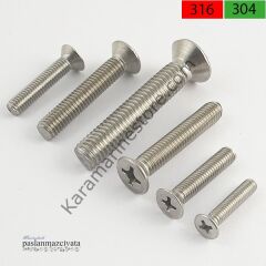M5 Paslanmaz Yıldız Havşa Baş Vida Çeşitleri (YHB) DIN965