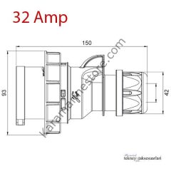 IP67 16 Amp. 32 Amp. Sahil Besleme Erkek Fişi