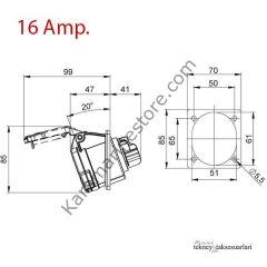 IP44 16 Amp. 32 Amp. Sahil Besleme Prizi (Eğik)