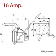 IP44 16 Amp. 32 Amp. Sahil Besleme Prizi (Düz)