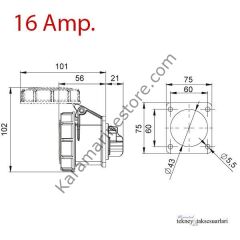 IP67  16 Amp. 32 Amp. Sahil Besleme Prizi (Düz)