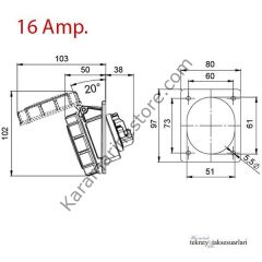 IP67 16 Amp. 32 Amp. Sahil Besleme Prizi (Eğik)