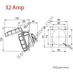 IP67 16 Amp. 32 Amp. Sahil Besleme Prizi (Eğik)